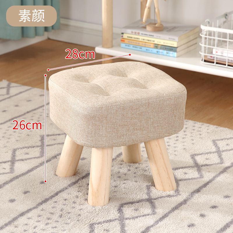 Taburetes de tela creativos pequeños taburetes caseros adultos sofá taburetes sala de estar dormitorio red roja taburetes de madera sólida silla pequeña