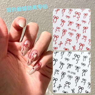 Light Luxury Simple Gold and Silver Foil Pure Desire Bow Nail Stickers 6 Colors Versatile Girly Black and White Bow Stickers