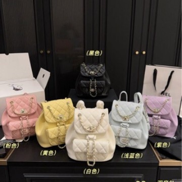 High-end sheepskin Duma backpack, Chanel classic frog women's bag, versatile college backpack, wholesale
