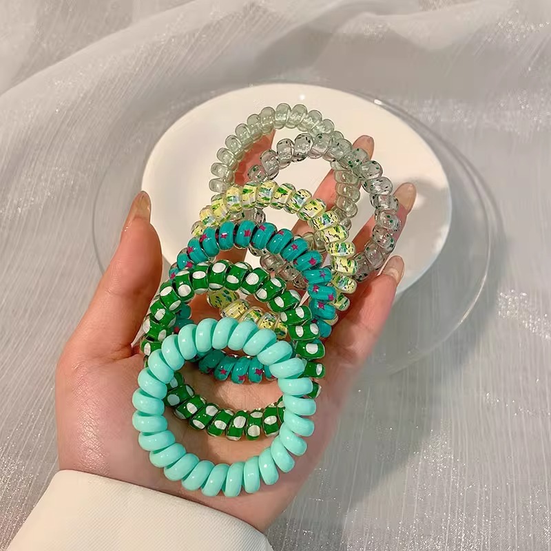 Moda de color gelatina esmerilado cabello telefónico bucle de cabello de alta elasticidad duradera correa de goma simple mujer cabeza de cabello de cola de caballo toque de cabello