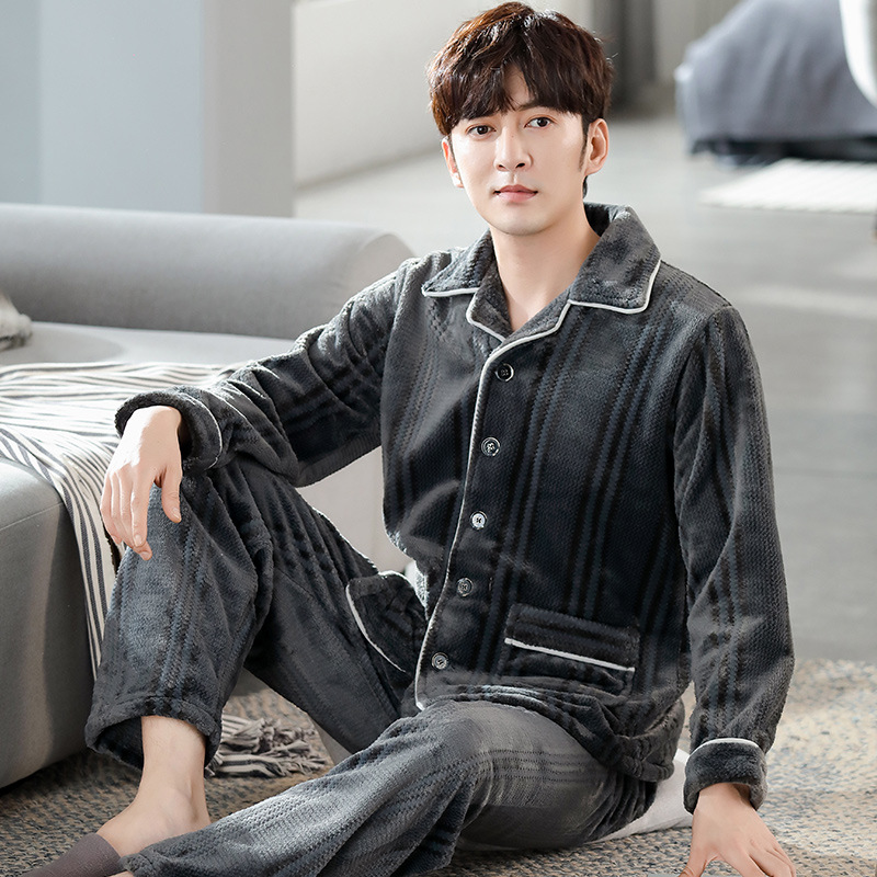 Pijama de hombre otoño 2024 nuevo hombre otoño invierno de alta sensación de coral felpa hombre felpa gruesa ropa para el hogar