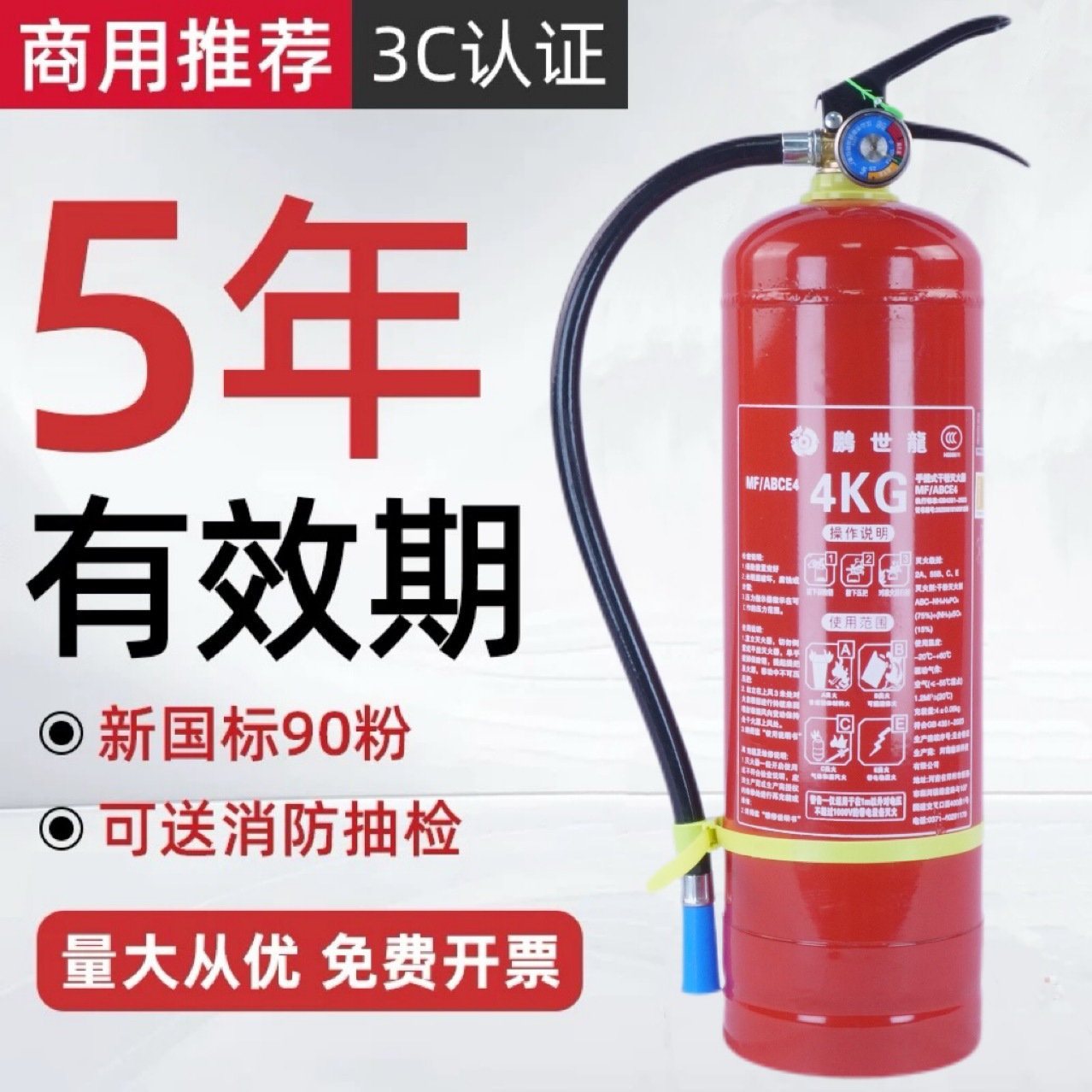 2025新国标南消鹏世龙手提式干粉灭火器4kg/1/2/3/5/8kg消防器材