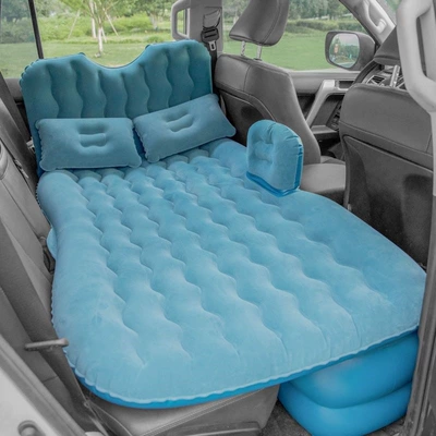 Vehicle-mounted inflatable bed — back seat of a car - default-item-huiqi-thickened-flocking-head-protection-dark-green-storage-pier-electric-pump-special-price-clearance
