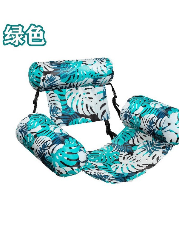 繁花图案帆布款充气床可折叠双用靠背浮排 水上游乐躺椅浮床沙发|undefined