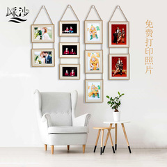 BG54歐式三聯相框掛牆5寸6寸7寸8寸10寸麻繩掛式連體多張組合照片