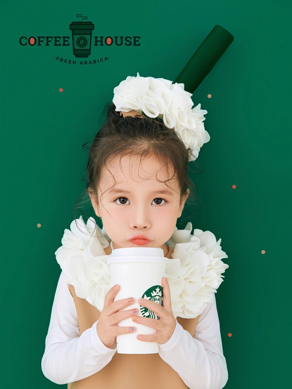 子供の撮影服バックミルクティーコーヒーハロウィーンのスタイルのパフォーマンス服の女の子の芸術写真の写真服|undefined