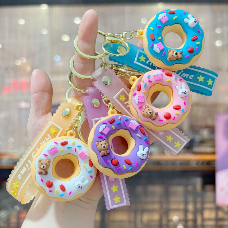 Cartoon Cute Large Donut Keychain Creative Hot-Selling Realistic Dessert Pvc Soft Rubber 3D Doll Pendant Cartoon Cute Large Donut Keychain Creative Hot-Selling Realistic Dessert Pvc Soft Rubber 3D Doll Pendant