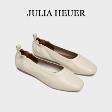 Julia Heuer24新款舒适小皮鞋柔软平底浅口方头奶奶鞋