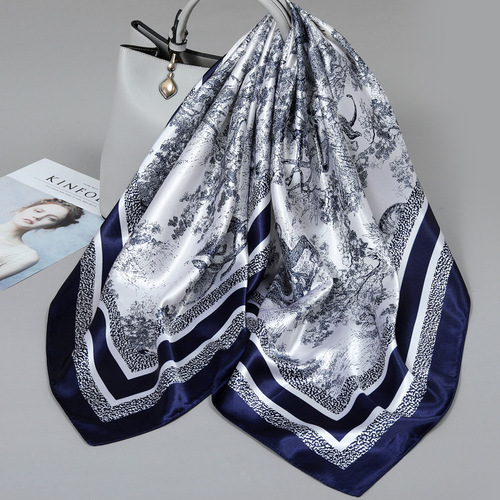 90 large square scarves, high-end women's spring items, stylish silk scarves, versatile chiffon scarves, winter warm scarves, autumn fashion scarves