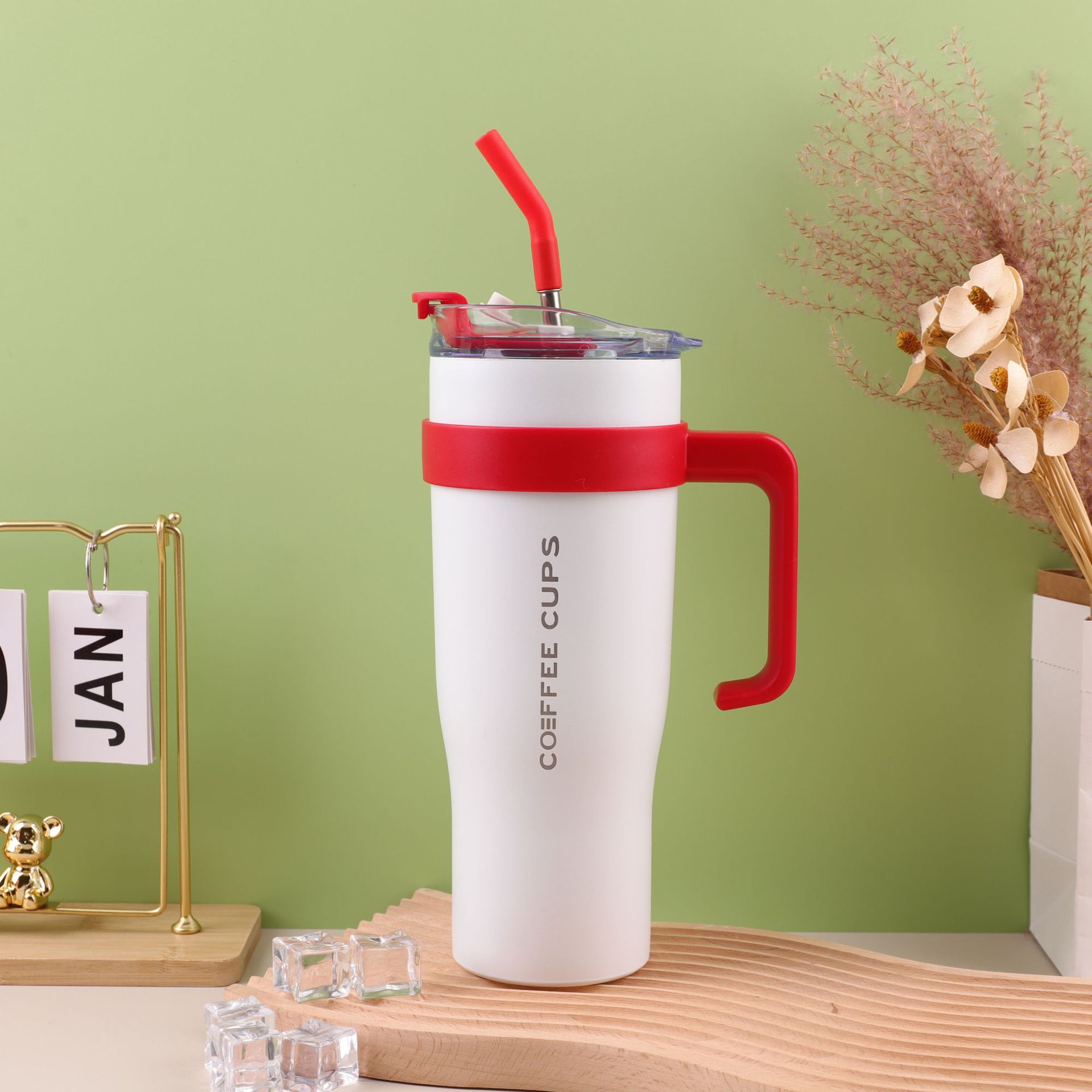 Transfronterizo nuevo Big Mac 40oz304 taza de acero inoxidable taza de aislamiento de gran capacidad mango de paja taza de hielo