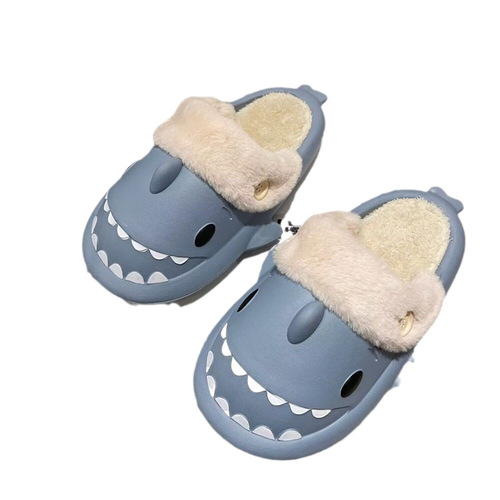 Cute cotton slippers for indoor warmth in autumn and winter. Couples and women's slippers Shark removable and washable liner