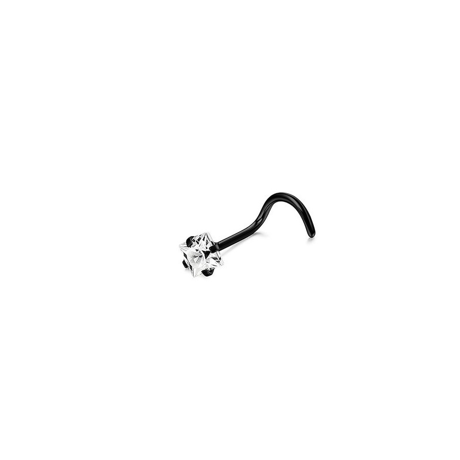 Piercing al naso a perno curvo in acciaio inossidabile 316L, rotondo, quadrato, con zircone, spessore 0,8 mm_voghion.com