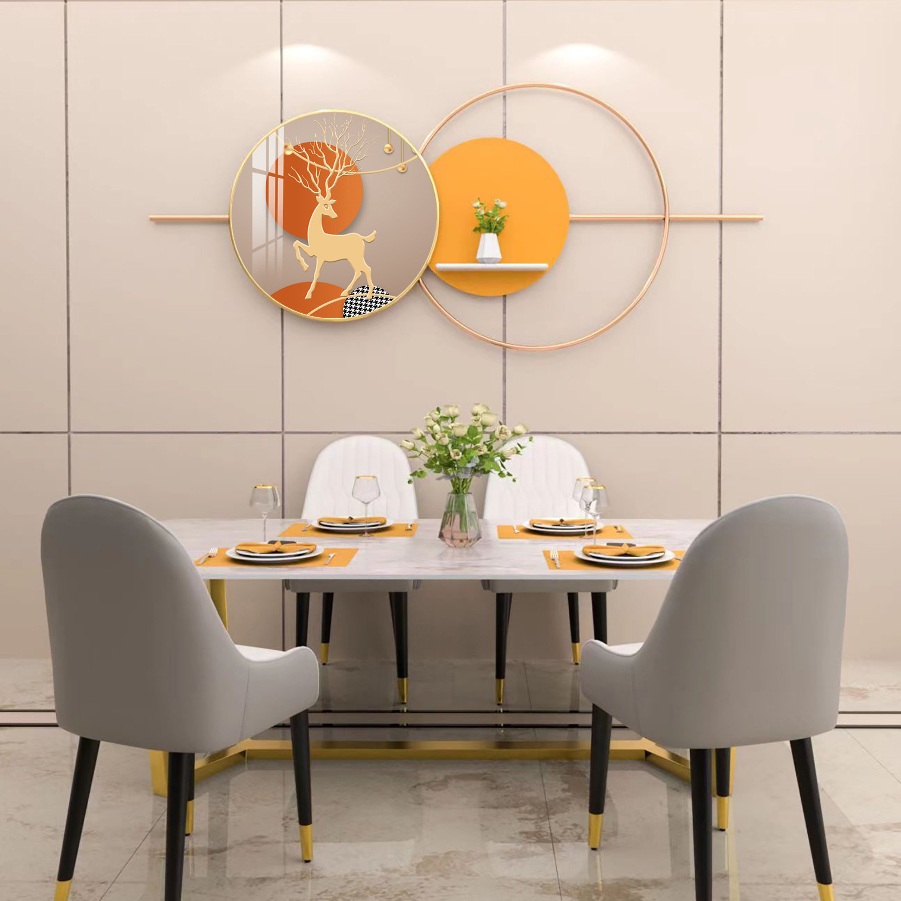 Wall decoration ornaments restaurant background wall hanging decoration light luxury wall hanging living room sofa wall metal ironwork wall hanging