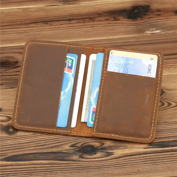 1052 Men's Genuine Card Holder Crazy Horse Leather Driver's License Holder Retro Brown Coffee Color Casual Foreign Trade Popular Laser