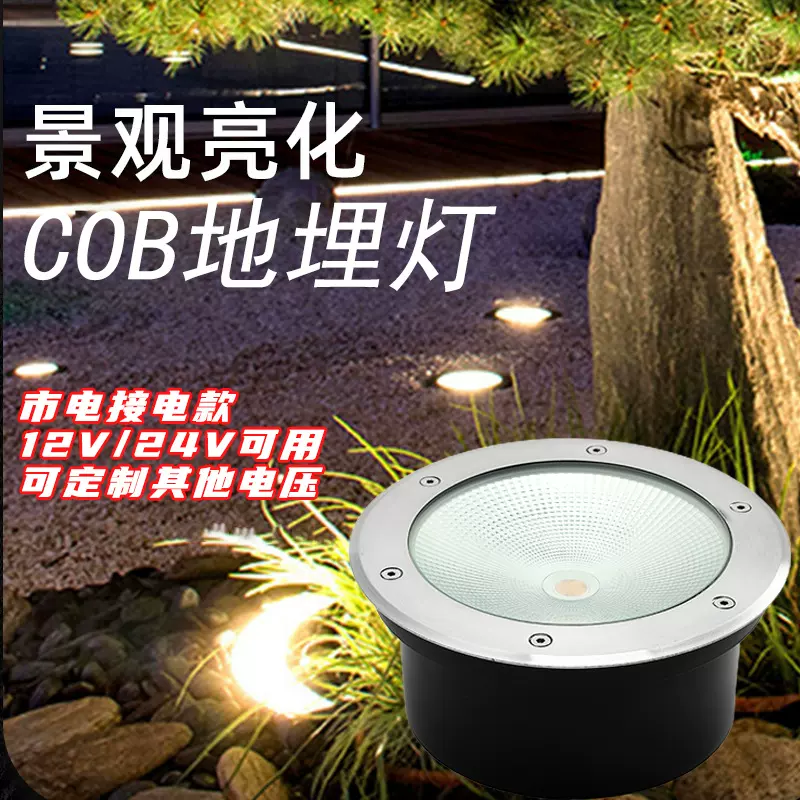 12V/24V低压COB埋地灯户外防水嵌入式广场地面灯花园不锈钢地埋灯