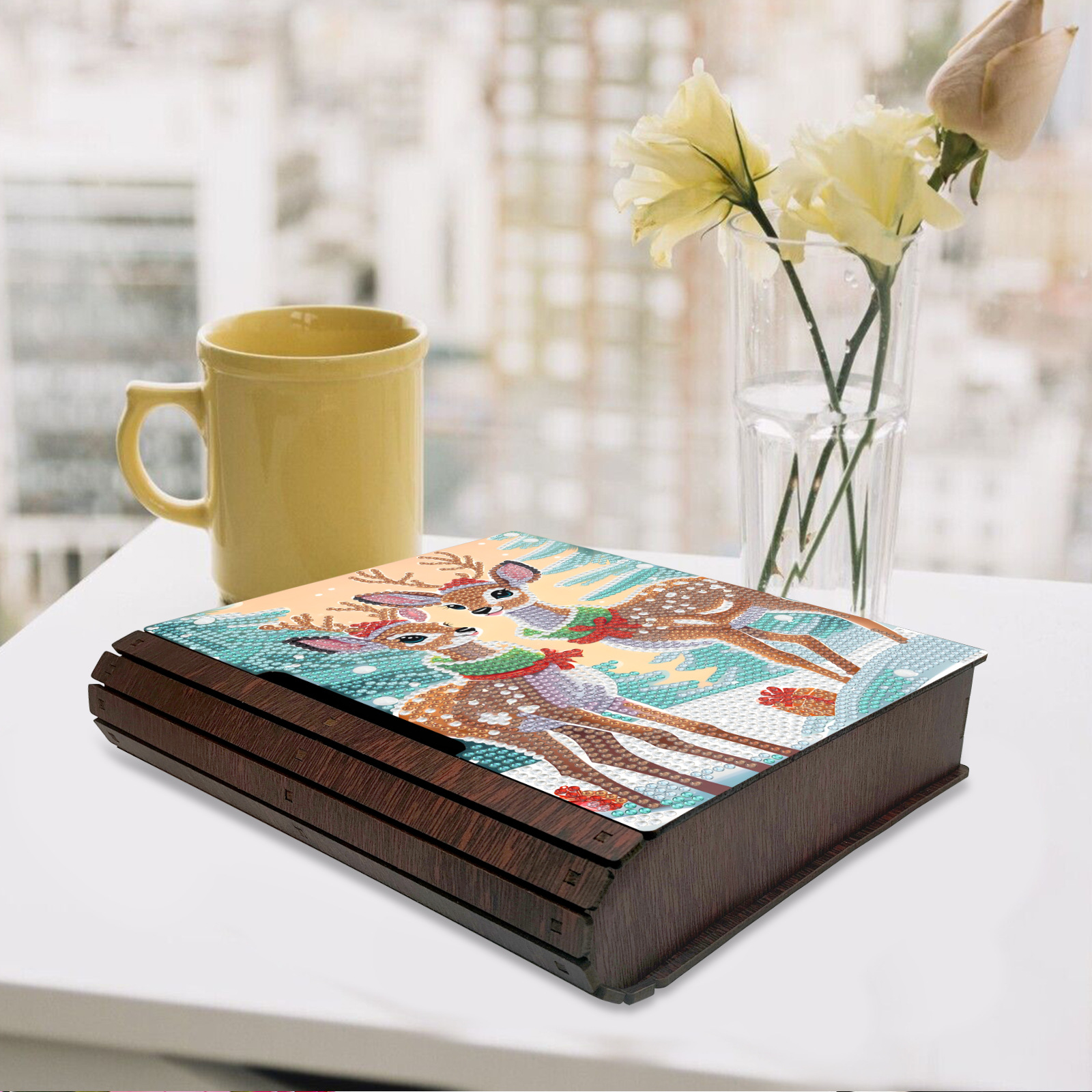 Diamante pintura caja de madera DIY puntos creativos caja de almacenamiento de cosméticos caja de joyas al por mayor