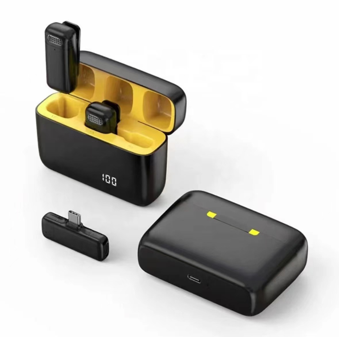 Micrófono de clip de cuello inalámbrico uno para dos al aire libre teléfono móvil equipo de transmisión en vivo grabación de vídeo corto radio micrófono de reducción de ruido