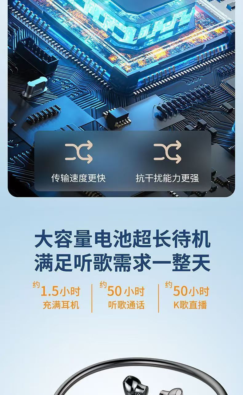2026挂脖蓝牙耳机K歌数显插卡超长续航无线运动入耳式耳机蓝牙
