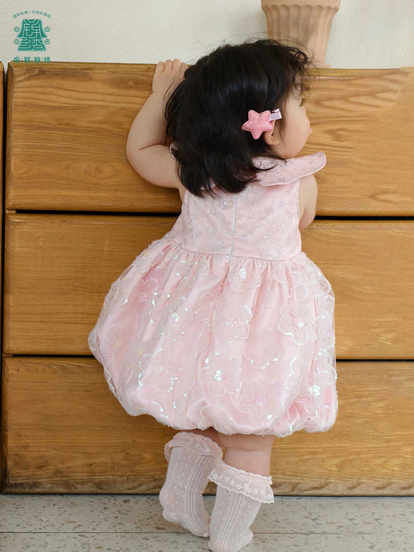 赤ちゃんの夏の漢服の女の子のお尻のスカートの新生児の服の王女のスカートの満1歳の服装の女の宝の外はスカートを着ます|undefined