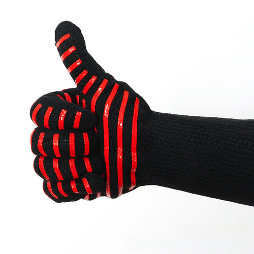 High-temperature resistant 500-800 degree barbecue fireproof protective gloves, thickened heat insulation microwave oven oven BBQ gloves