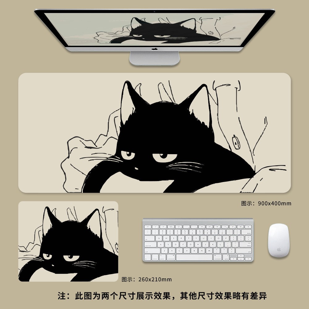 Alfombrilla de ratón grande, resistente a la suciedad, gato de dibujos animados de gran tamaño, tapete de teclado engrosado, juego de oficina, tapete de escritorio de computadora, personalización