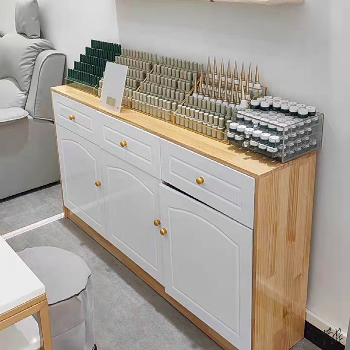 美甲店饰品收纳柜美睫店商用饰品店多层甲油胶地柜储物柜实木柜子