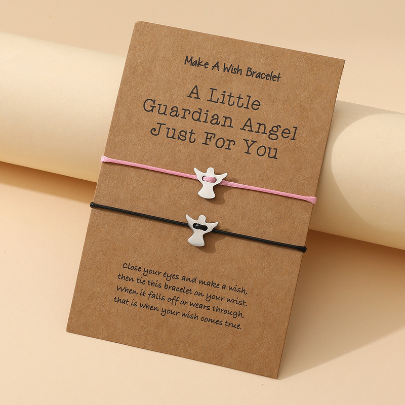 European and American Style Guardian Angel Woven Bracelets, a Pair for Couples, Adjustable Friendship Bracelets for Daily Wear