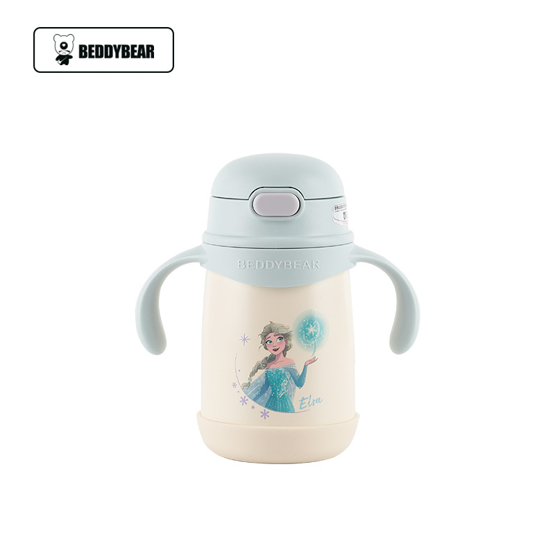 Oso taza de vacío para beber para niños de tamaño pequeño con correa de asa para bebés masculinos y femeninos de 1 a 3 años taza de beber para bebés