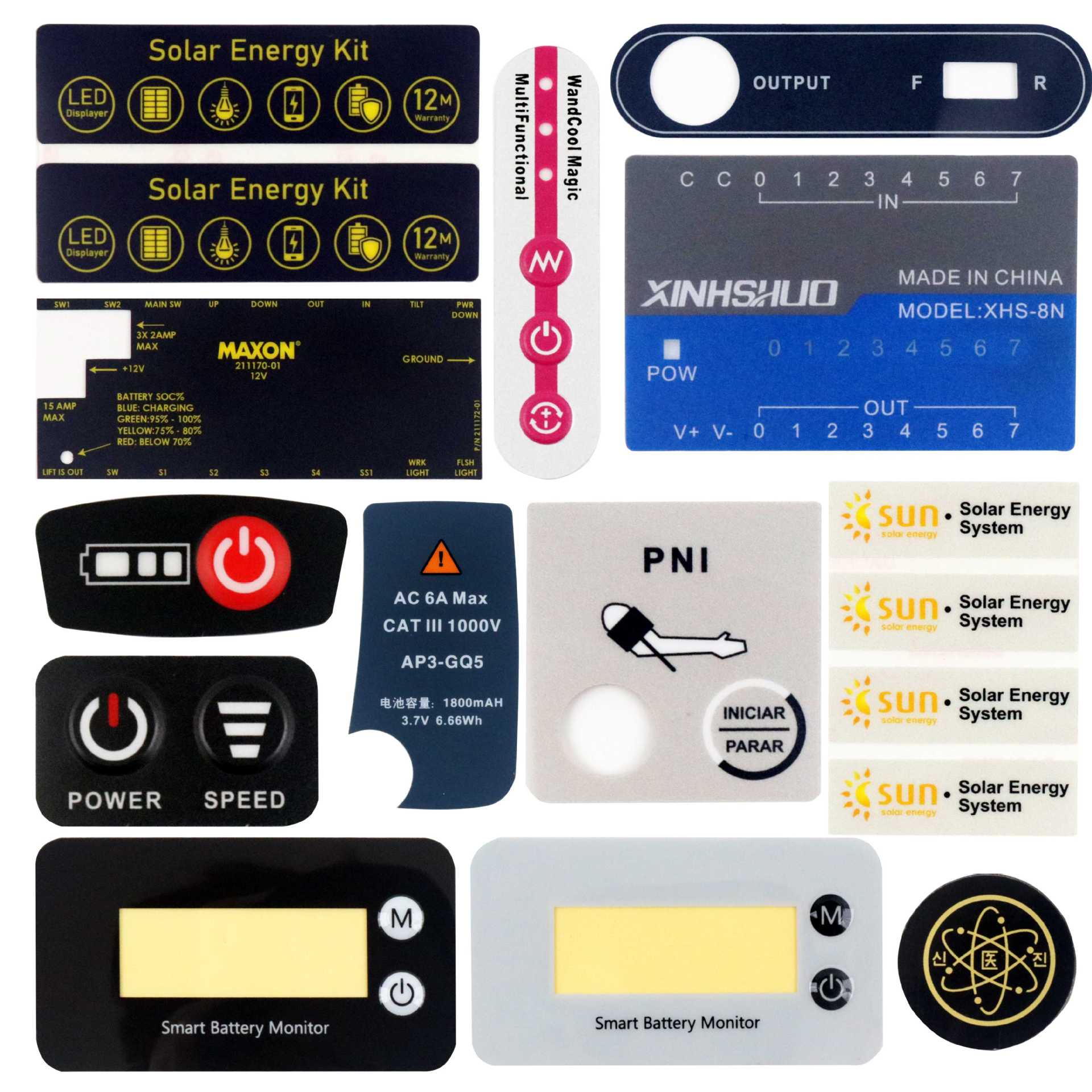 薄膜开关面板 电子驱动器控制按键面贴 PVC鼓包按键薄膜面板