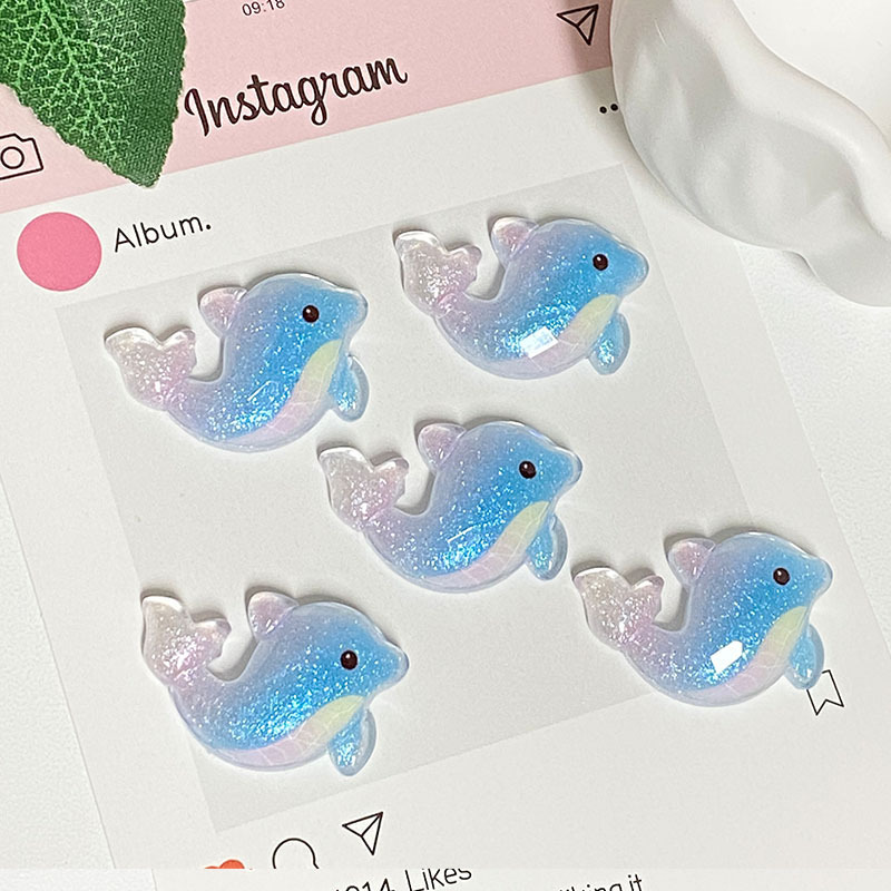 海洋系列冰透细闪海星海豚diy树脂配件卡通饰品手工发夹贴片批发|undefined