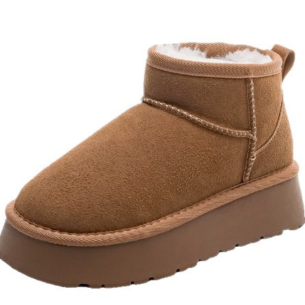 Reli Meirard calentamiento y botas de nieve de fondo grueso con zapatos de algodón de veludo minimalistas de color sólido de empalme grueso zapatos de mujer