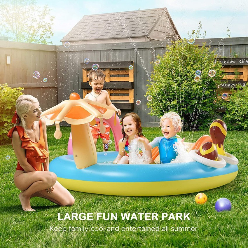Inflatable slide fountain outdoor lawn sprinkler play mat children's water mushroom pool sprinkler arch swimming pool
