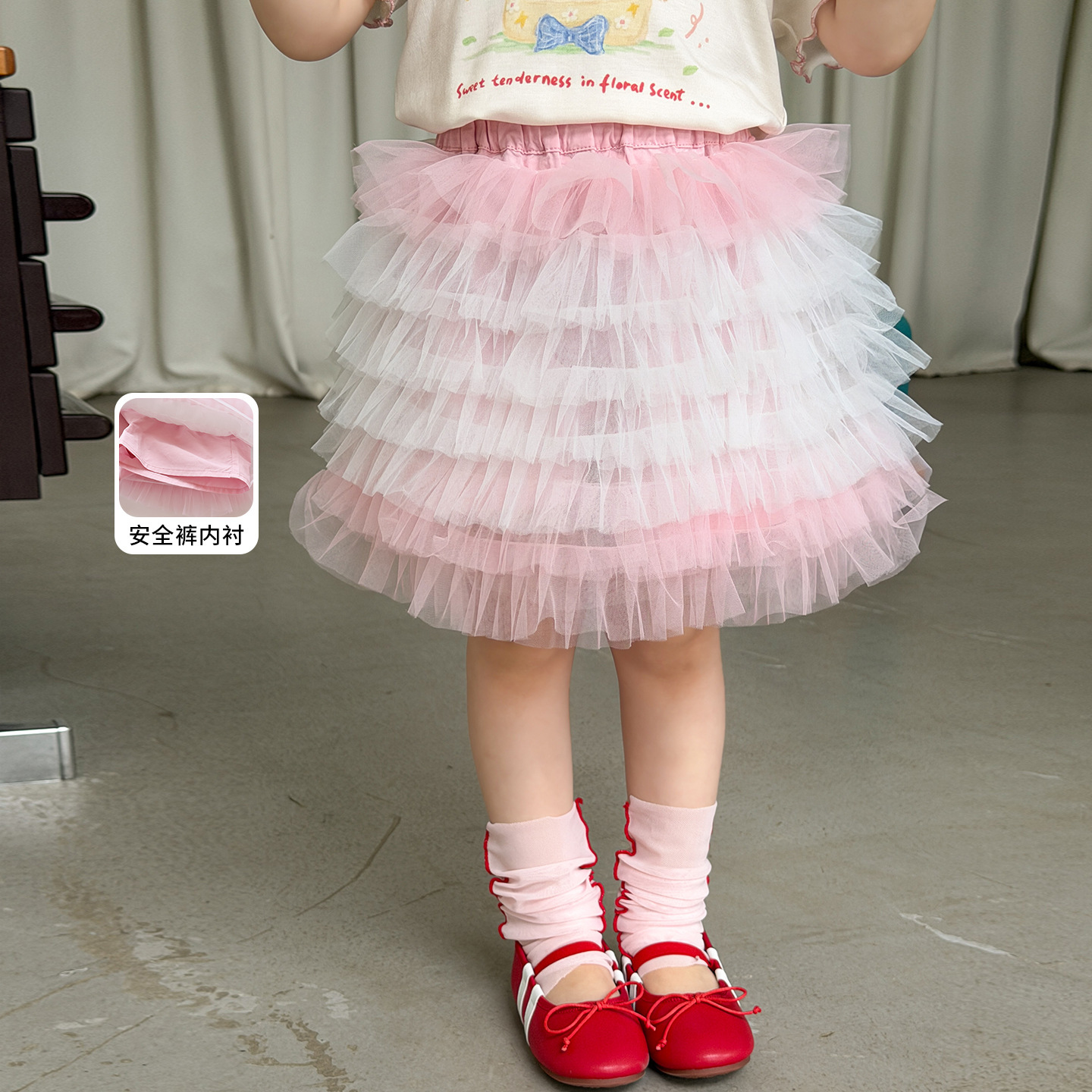 Caña de azúcar de pera ropa infantil de niñas de mitad de cuerpo de verano delgado 2026 falda de pastel falda de princesa falda de niños falda corta