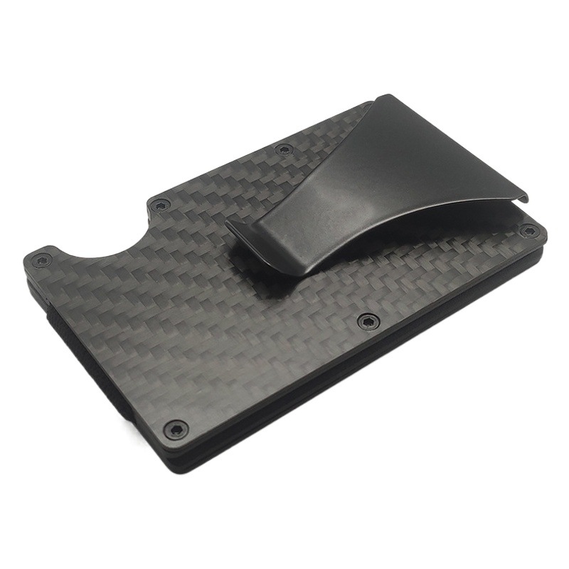 Multifuncional de fibra de carbono manga de la tarjeta anti-desmagnetizado anti-robo cepillo RFID titular de la tarjeta de aleación de aluminio titular de la tarjeta de crédito del banco caja de la tarjeta