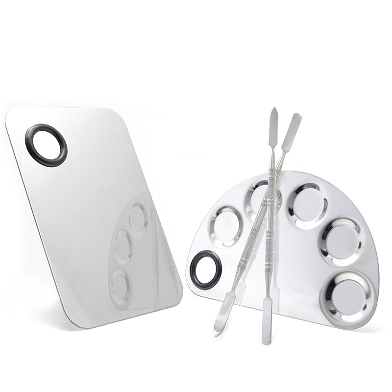 Mini maquillaje de Acero Inoxidable base de uñas de arte paleta al por mayor anillo de tamaño pequeño anillo de maquillaje paleta traje