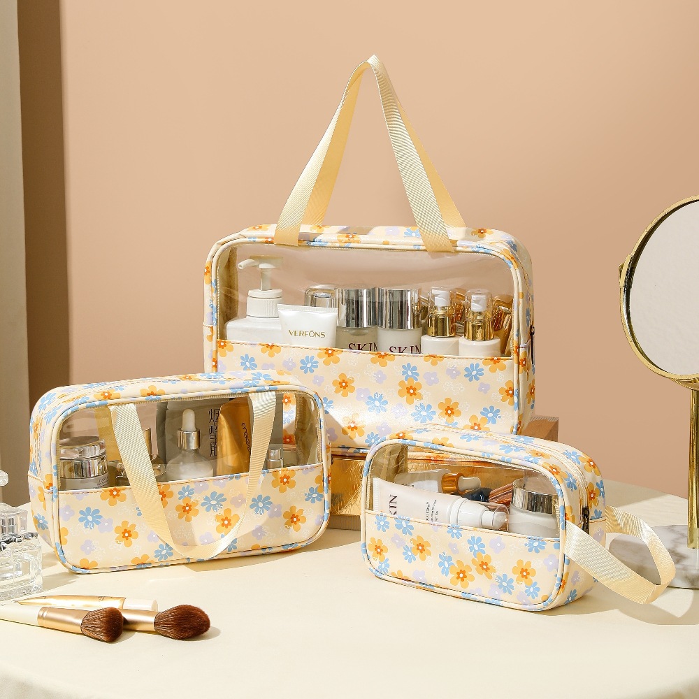 Printed transparent cosmetic bag, large-...