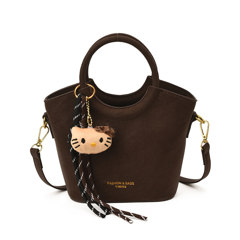 2025 otoño y invierno nuevo bolso retro mochila esmerilado bolso de hombro de moda de mujer bolso de cubo de viaje