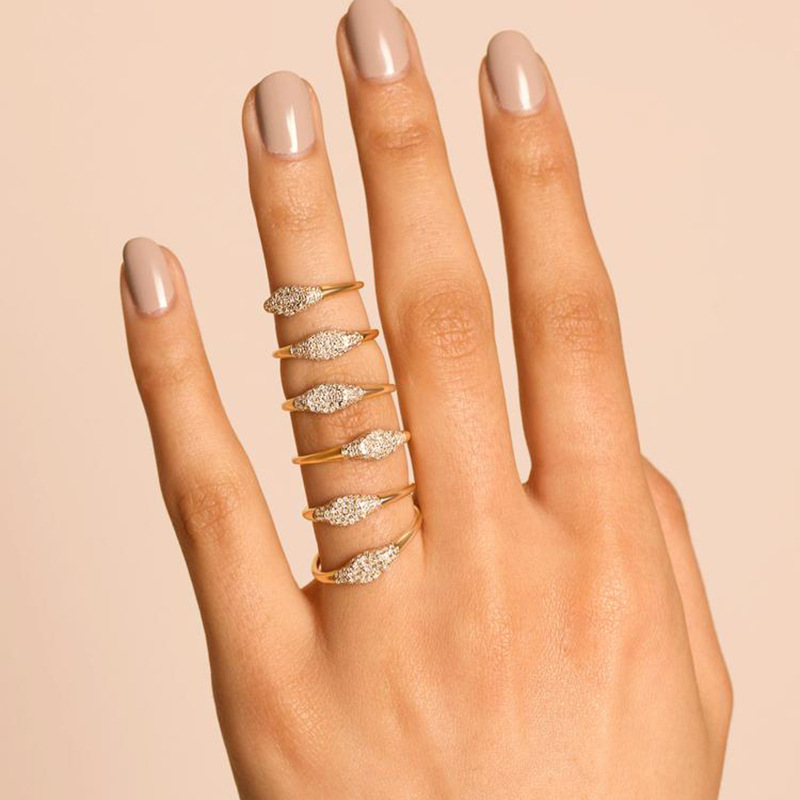 1 Piece Lady Geometric Copper Plating Metal Zircon Womenu0027S Rings