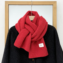 羊毛混纺针织纯色韩系氛围感围巾女新款秋冬季学生保暖围脖男批发