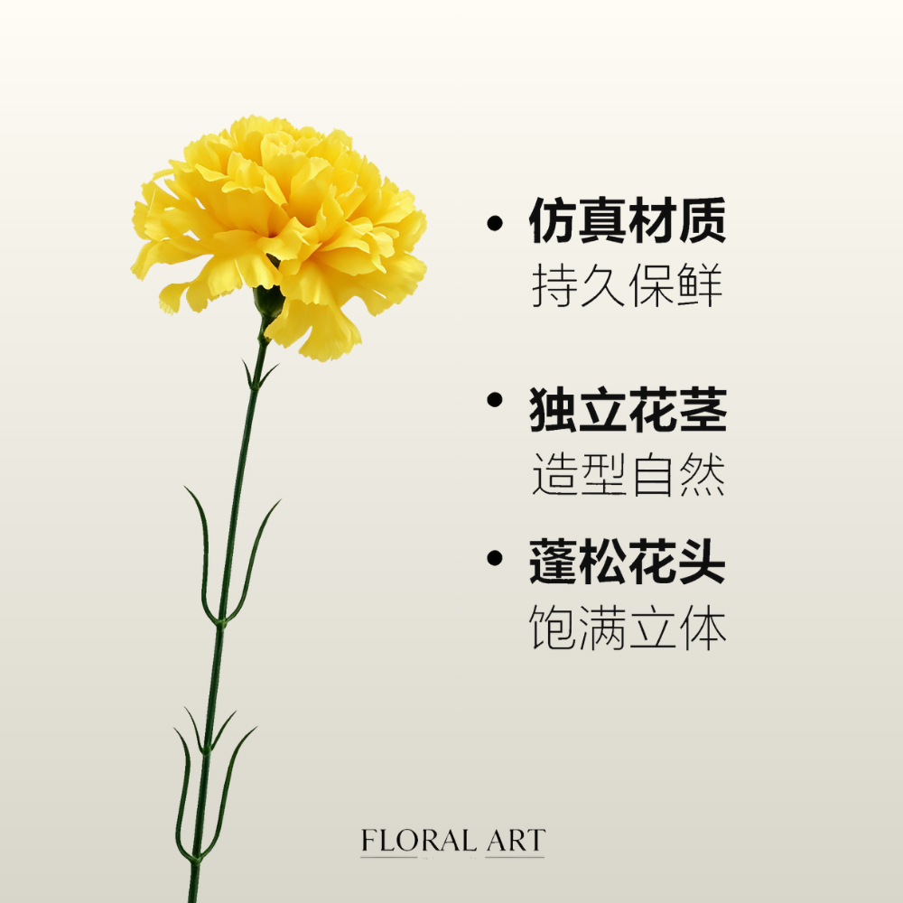 Hengfang Artificial Flowers Cross-Border Popular Fake Flowers Mother's Day Teacher's Day Gift Single Stem Carnation Factory Direct Wholesale