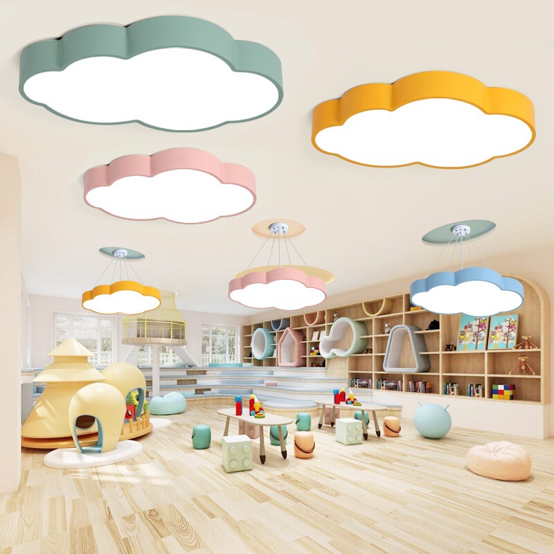 Cloud Chandelier Kindergarten Kidsren's Room White Cloud Lantern School Classroom Aisle Training Institution Grille Hall Lamp