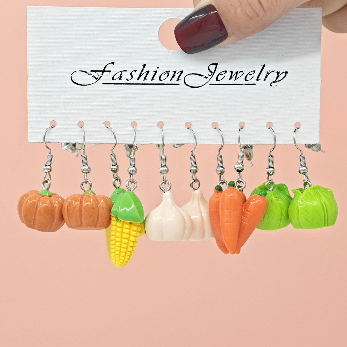 Aretes de resina de frutas y comida, 10 piezas