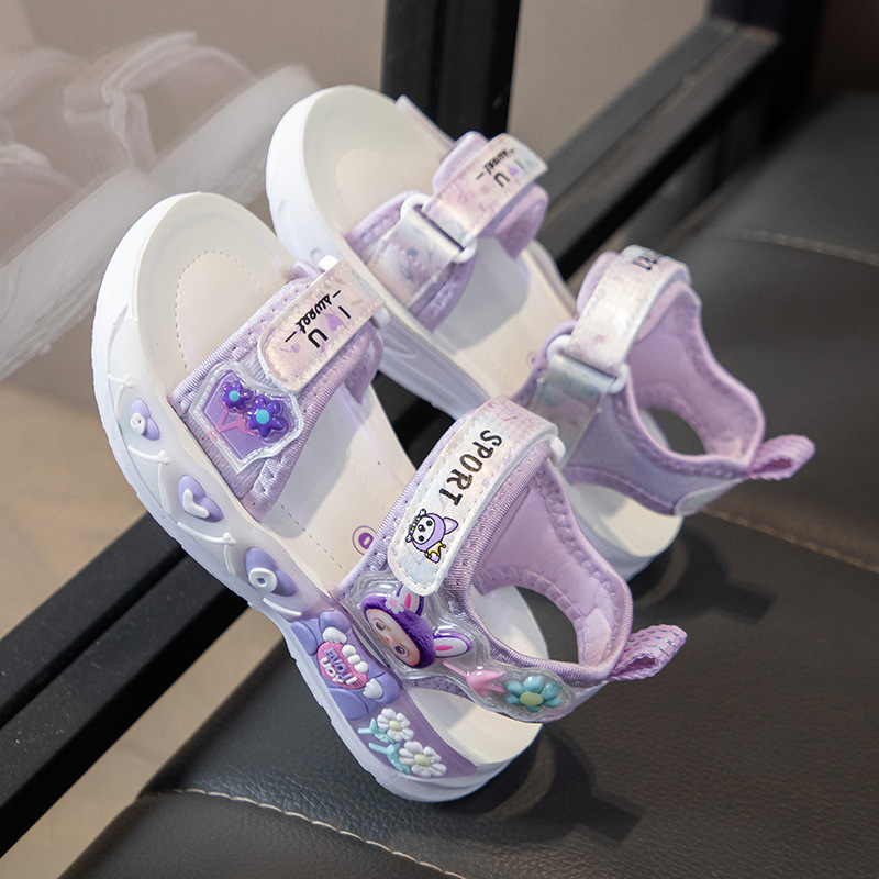 Sandalias Deportivas con Dibujos para Niñas de Cuero Sintético y Caucho con Velcro para Playa y Al Aire Libre image 2