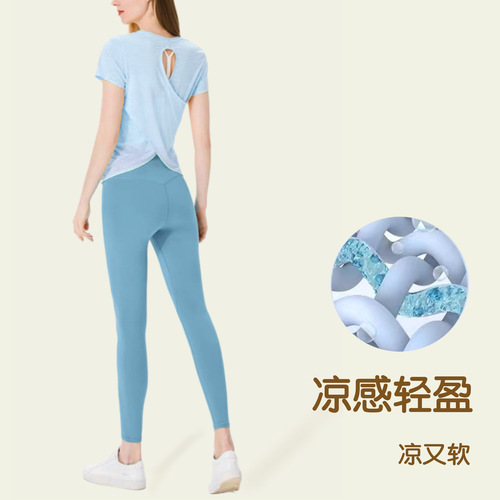 2024 New Lulu Yoga Short Sleeve Loose Breathable Running T-Shirt Breathable Sports Top for Women Running Fitness