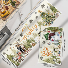 跨境聖誕節裝飾墊水晶絨入戶門玄關門墊廚房長條耐臟腳墊防油墊