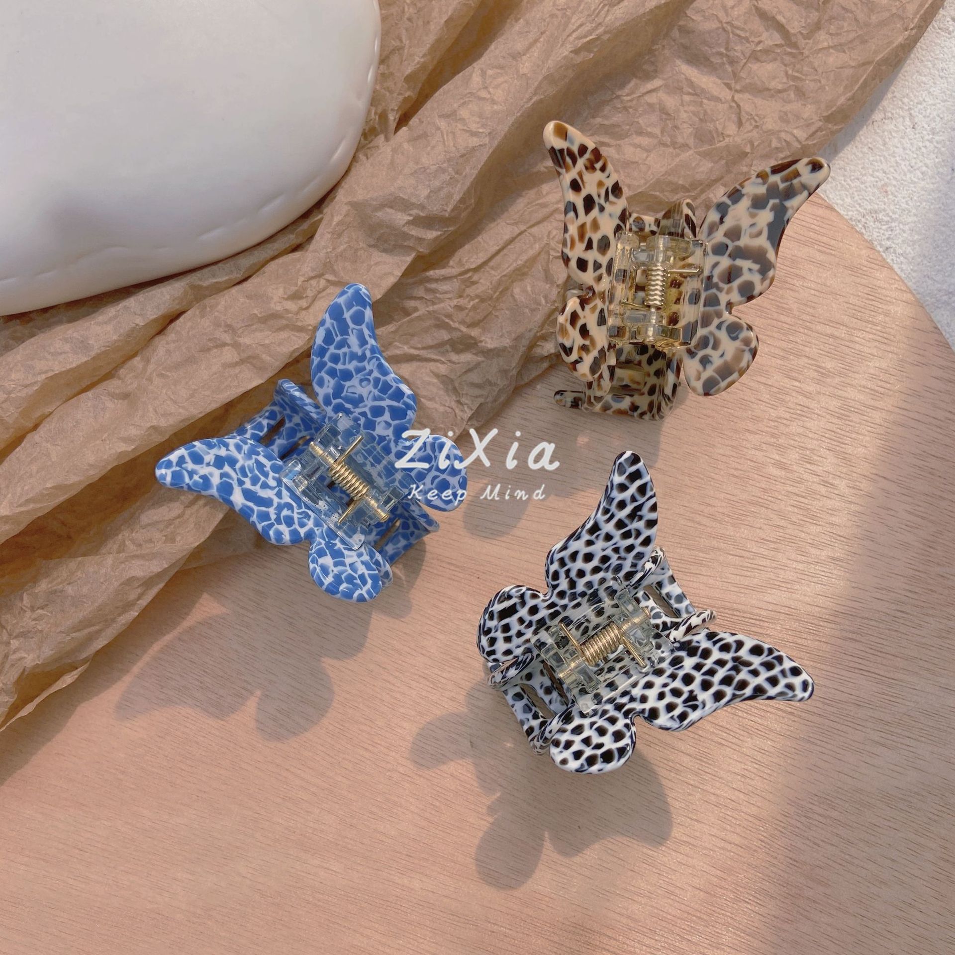 法式复古蝴蝶抓夹个性夸张醋酸发爪中号后脑勺盘发夹少女半扎发饰