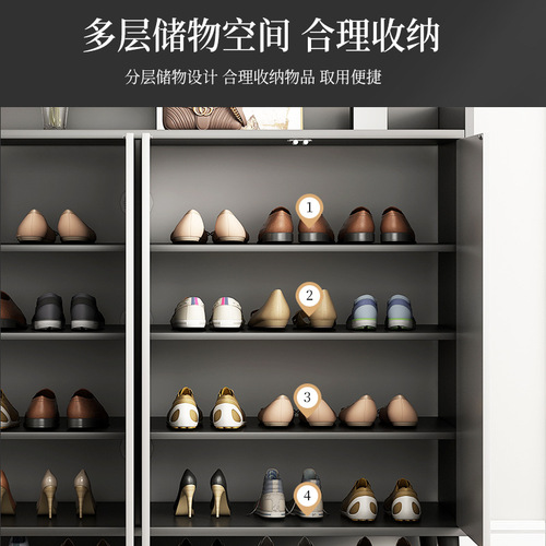 Foyer shoe cabinet manufacturer with door, large capacity, simple door entry, household panel living room, entrance shoe cabinet integrated
