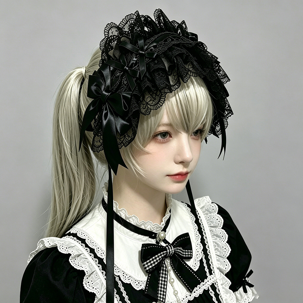 Dos dimensiones Lolita correa de cabello chica gato oreja clip de cabello cómic cosplay Lolita criada correa de cabello