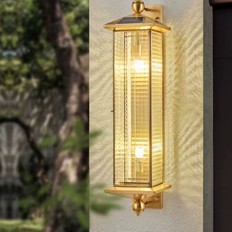 All copper solar outdoor wall lamp waterproof villa garden lamp background wall garden outdoor entrance side wall lamp All copper solar outdoor wall lamp waterproof villa garden lamp background wall garden outdoor entrance side wall lamp