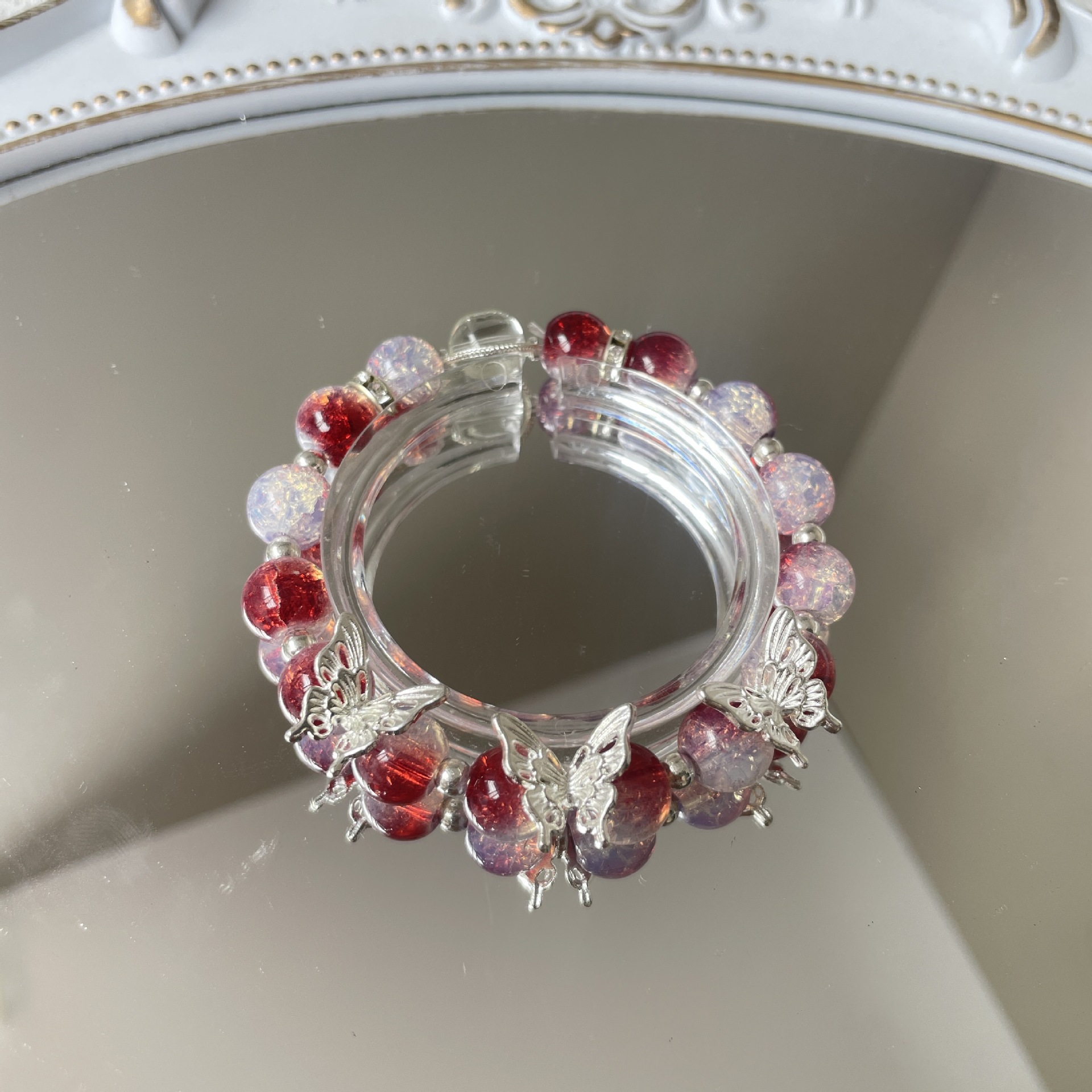 S043-Pulsera mariposa roja hielo fresca#tamaño 586